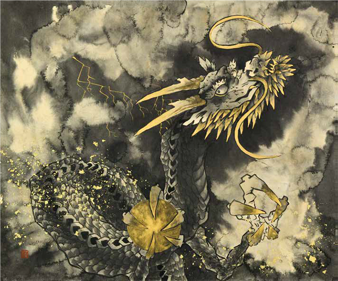 お地蔵さん 絵画 墨彩画 和風 志摩欣哉 「出逢それが大事」 額