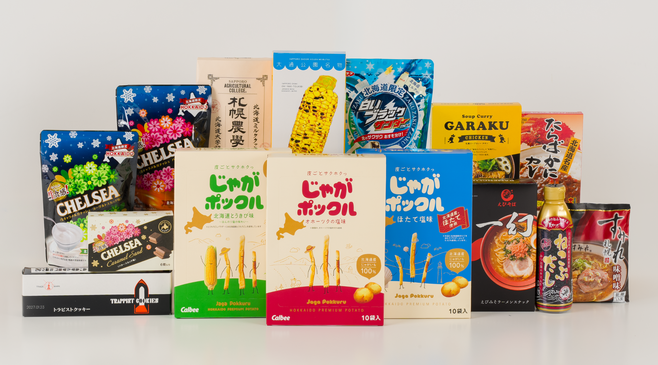北海道を代表する銘菓じゃがポックルや人気らーめん店の即席麺など多彩に展開！