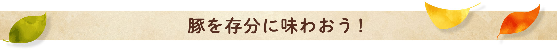 豚を存分に味わおう！