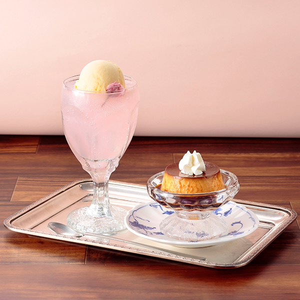 桜のクリームソーダ＆プリンのセット