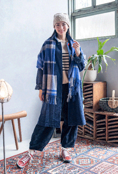 カスリラ オンラインショップ カスリラ kasurira 備後絣 紺 ストレッチ