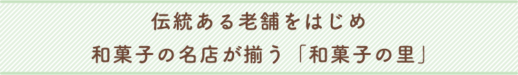 伝統ある老舗をはじめ和菓子の名店が揃う「和菓子の里」