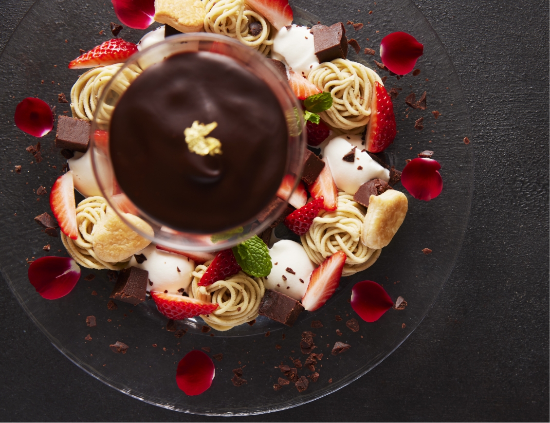 和栗や バレンタインスペシャルプレート（茎ほうじ茶付き）