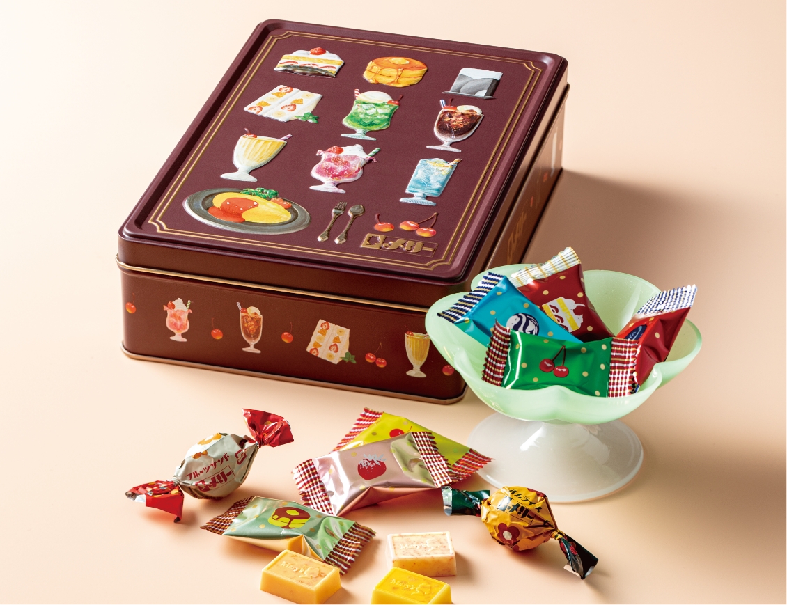 メリーチョコレート　はじけるキャンディチョコレート。 喫茶メニュー缶
